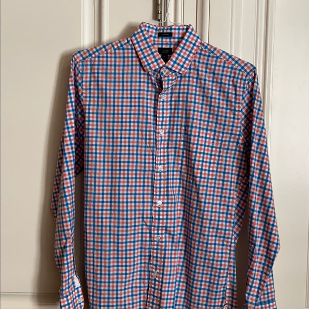 J. Crew  peach and blue button down